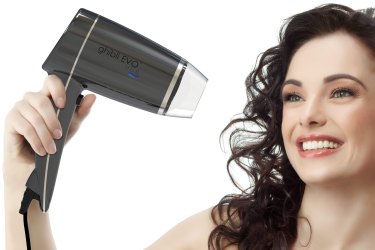 woman beauty with blow dryer