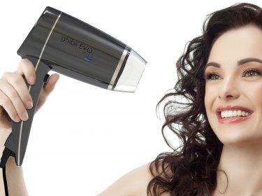 woman beauty with blow dryer