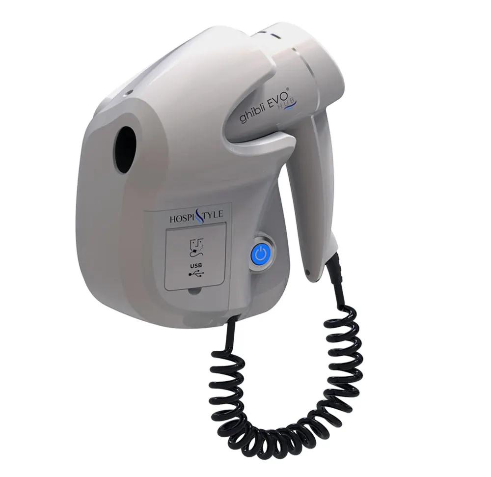 sèche-cheveux mur monté blanc