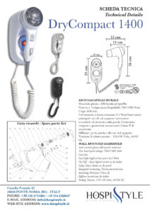 technical details wall mounted hair dryer for hotels