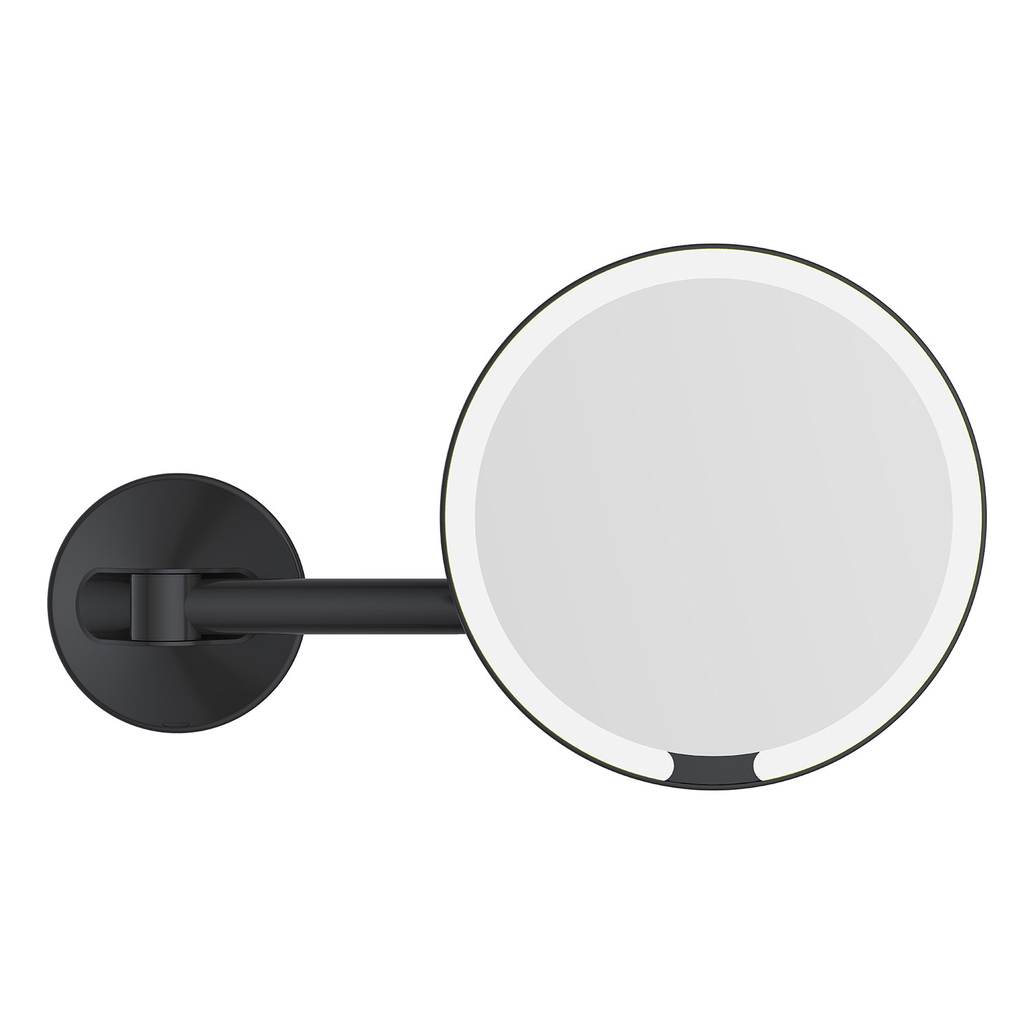 Magnifying LED wallmounted mirror with telescopic arm proximity sensor