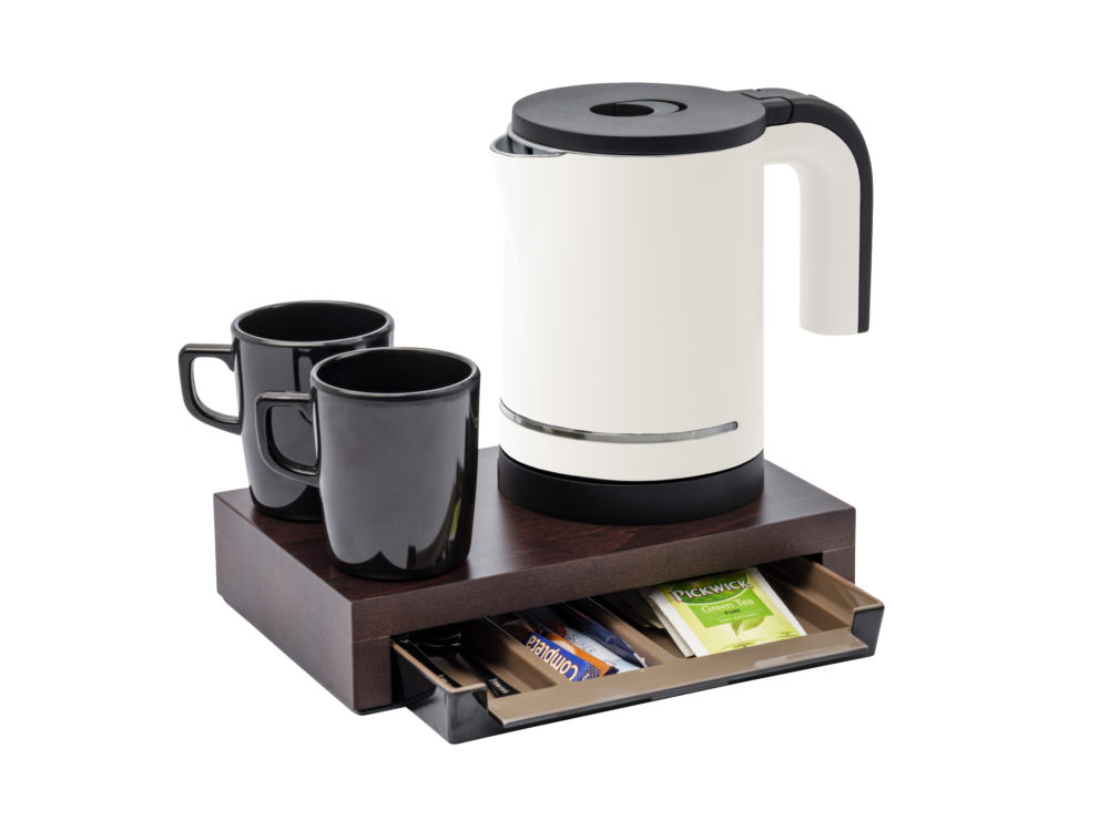 Bollitore Elettrico Cordless bianco per camera hotel