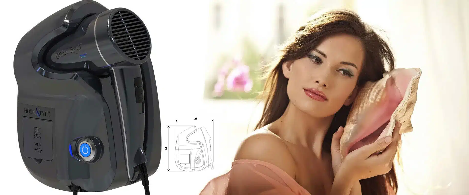 wall mounted hair dryer silent usb socket led