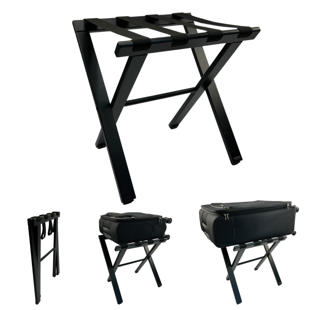 Classic Hotel Suitcase Rack – Beech Wood Black