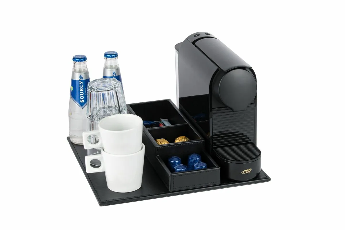 Faux leather welcome tray