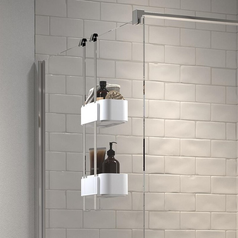 accessori portaoggetti per il bagno doccia bianchi