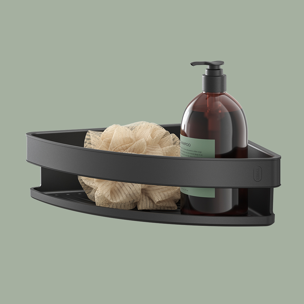 Corner shower basket 21 cm Black