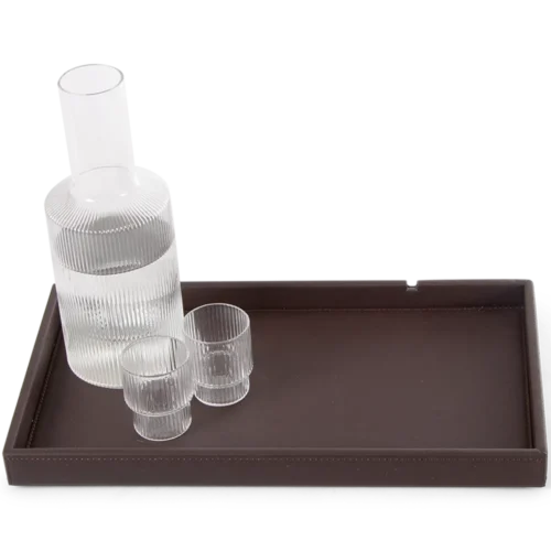 Brown rectangular welcome tray for hotel