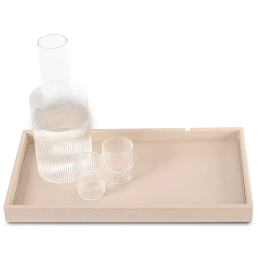 Natural sand rectangular welcome tray for hotel rooms