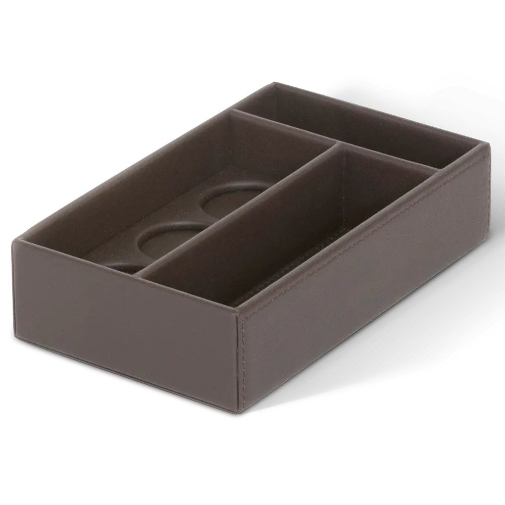 Condiment box ‘New Classic’ for hotel room: Bromo brown
