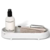 Functional amenity tray rounded design white marble look