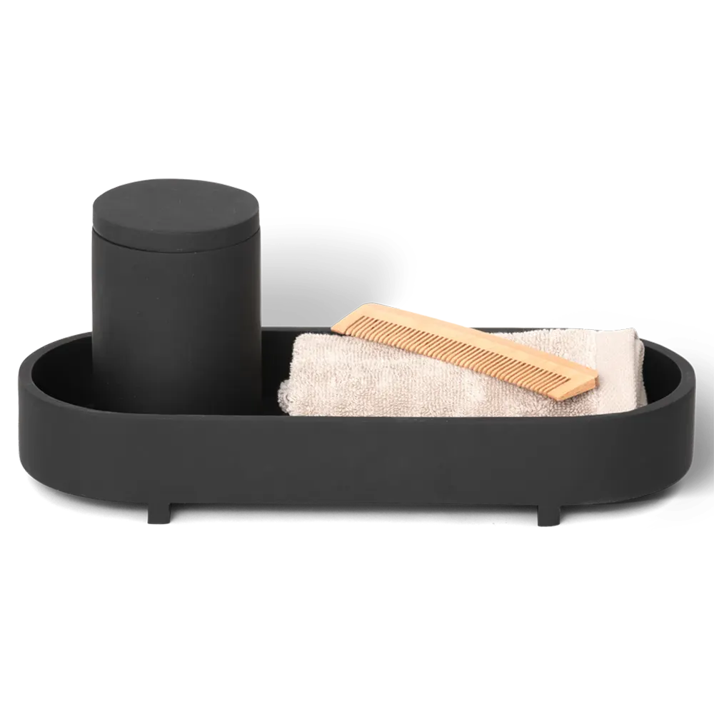 Functional amenity tray rounded design black