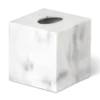 Copri scatola di fazzoletti quadrata color marmo bianco