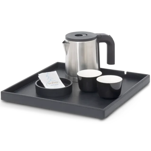 black welcome tray square for hotel ‘Nouveau Black’: Fuji