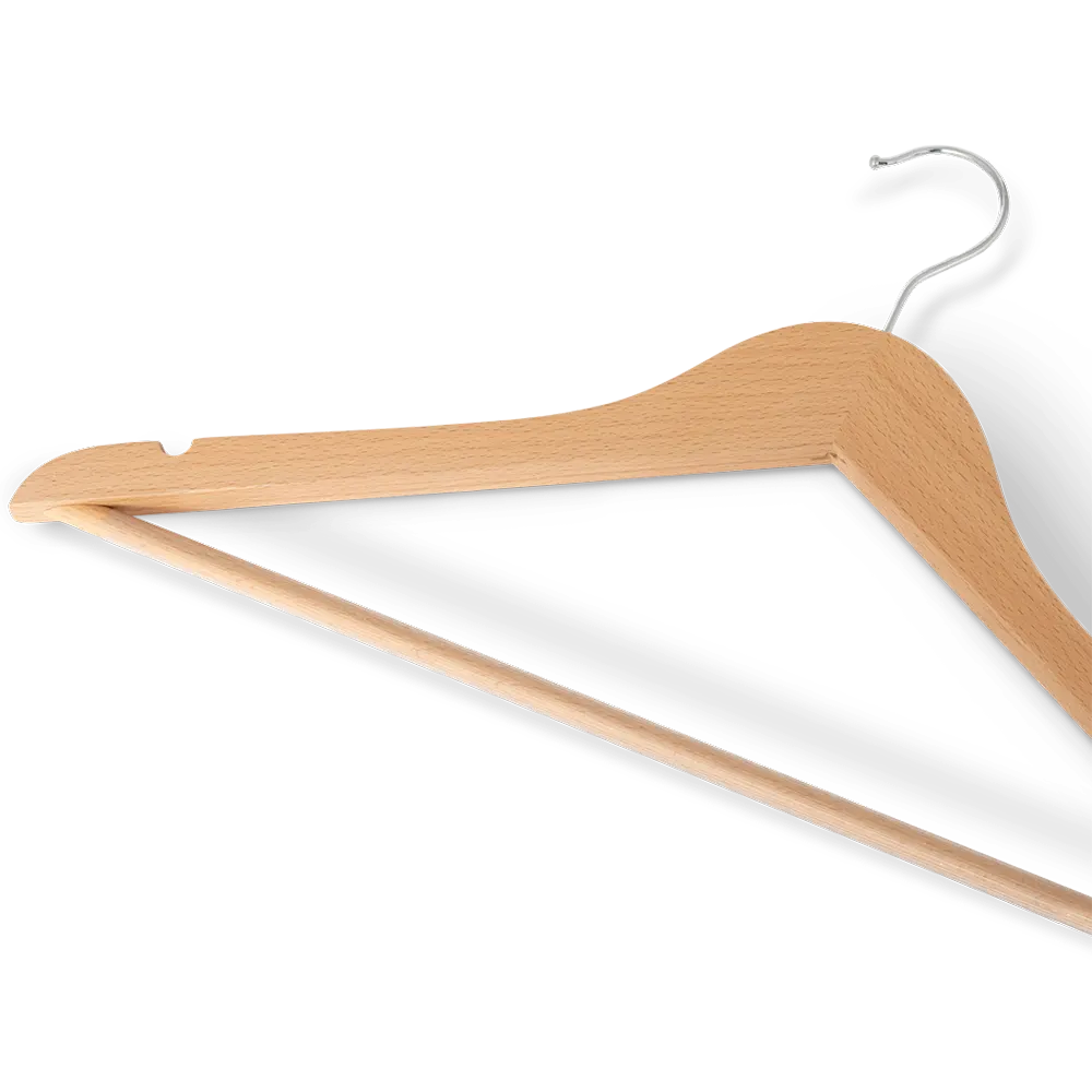 Clothes hanger with hook and bar: Melville natural wood