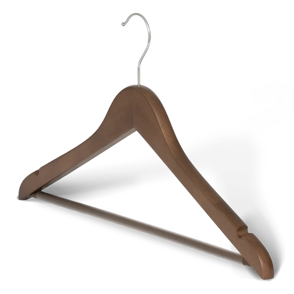 Clothes hanger with hook and bar: Melville walnut wood
