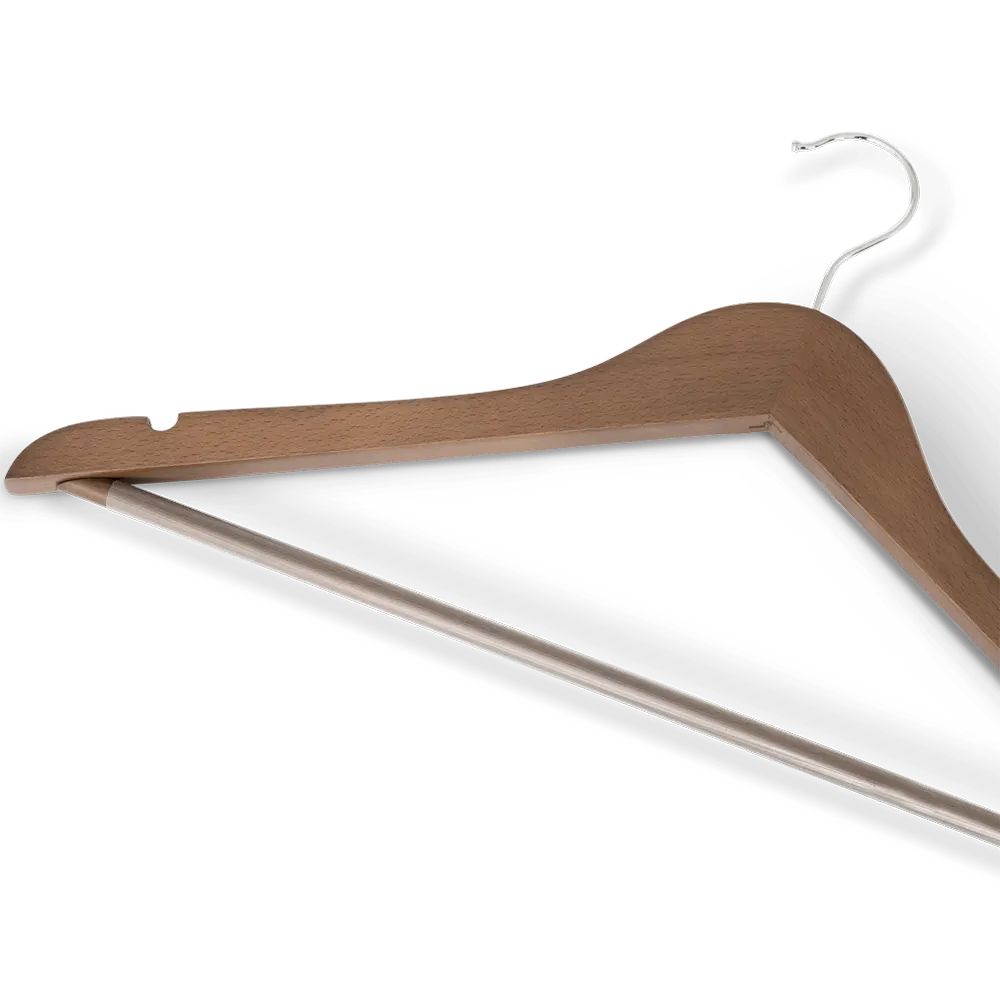 Clothes hanger with hook and bar: Melville walnut wood