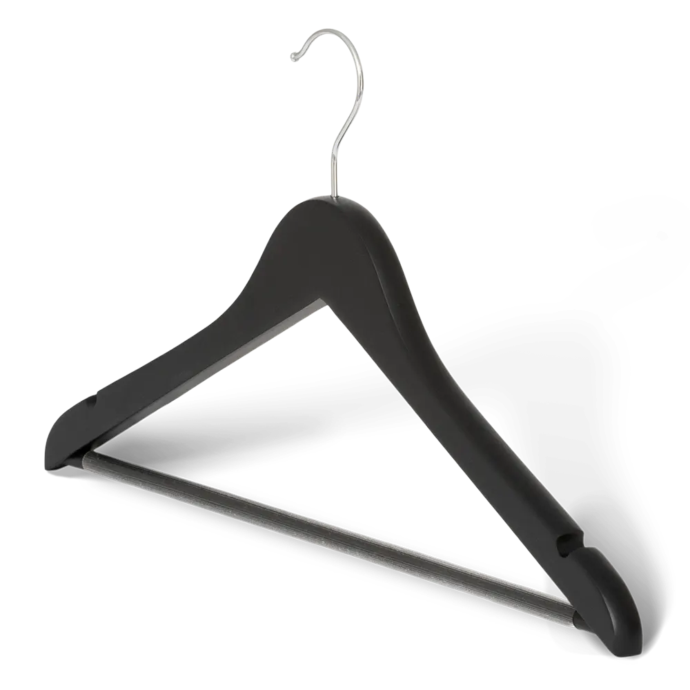 Clothes hanger with hook and bar: Melville black wood