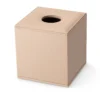 Copri Scatola quadrata per fazzoletti in pelle per hotel beige