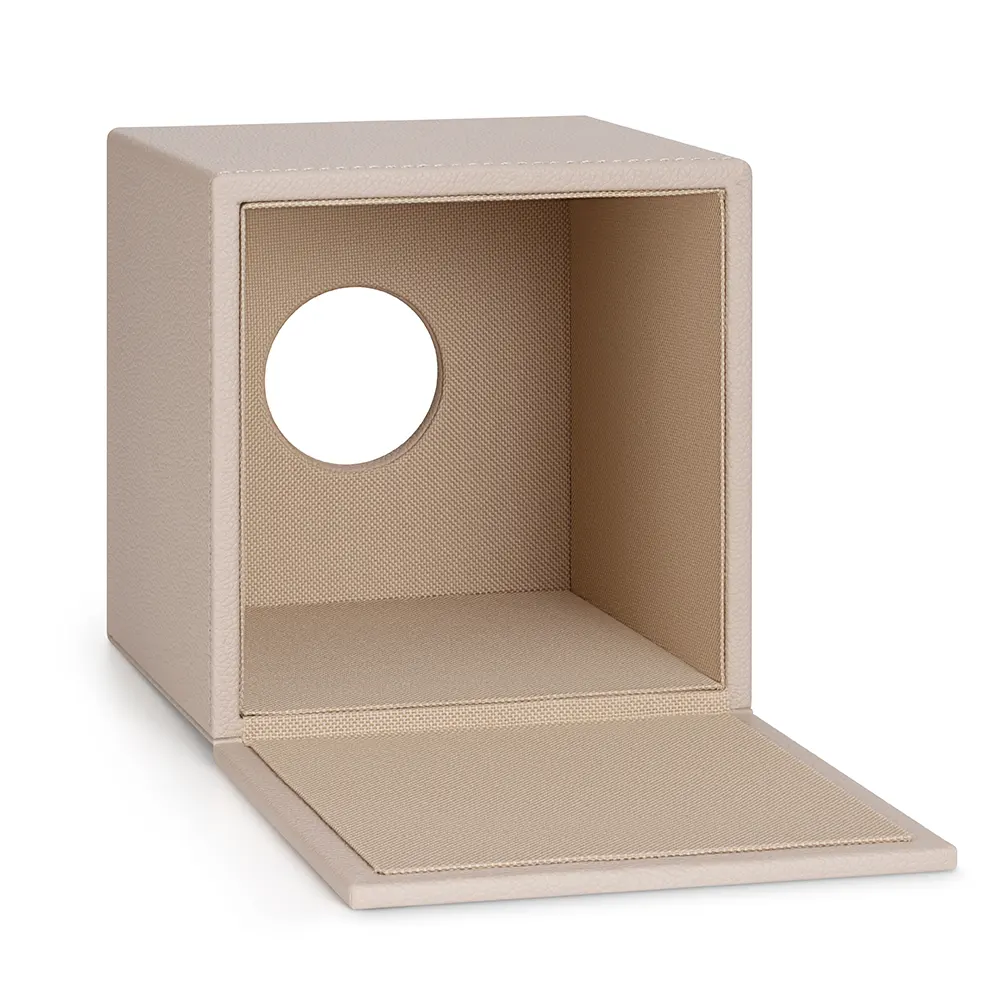 Copri Scatola quadrata per fazzoletti in pelle beige