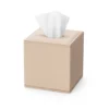Copri Scatola quadrata per fazzoletti in pelle per hotel beige