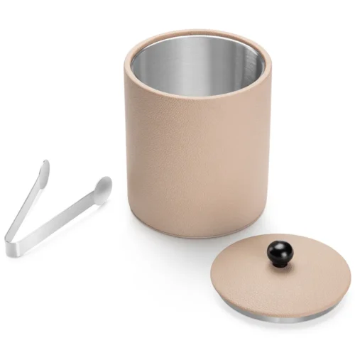 Secchiello per ghiaccio in ecopelle per hotel beige