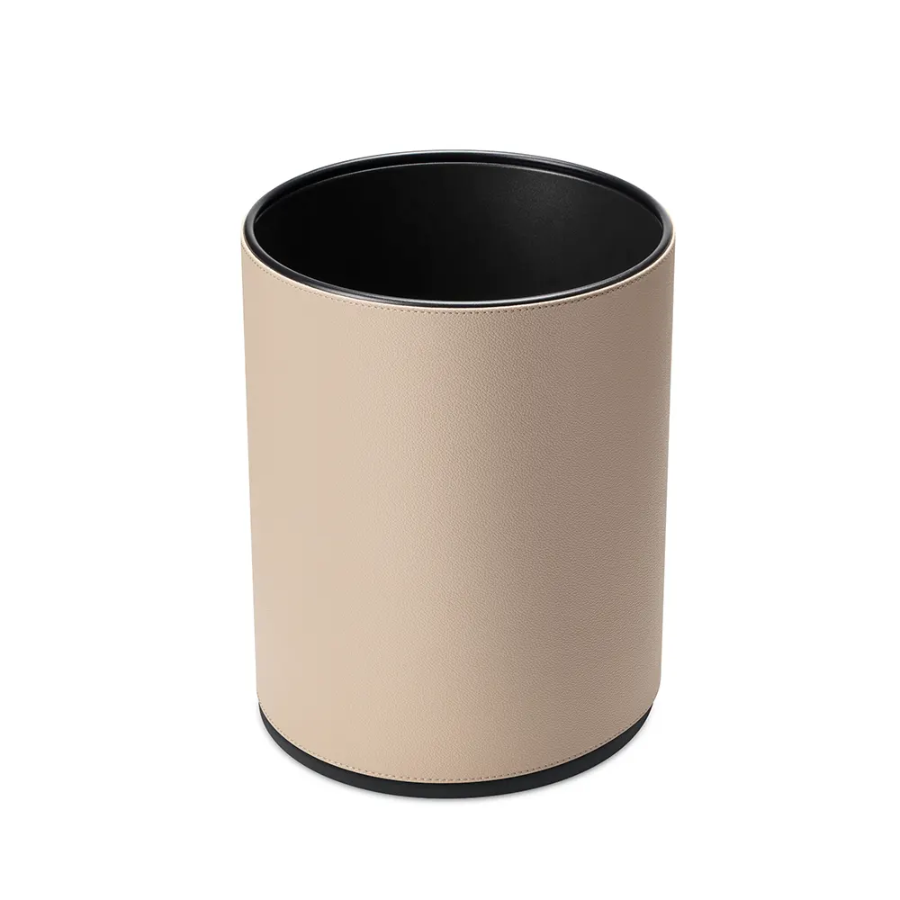 Leather paper bin for hotel: Sumo beige
