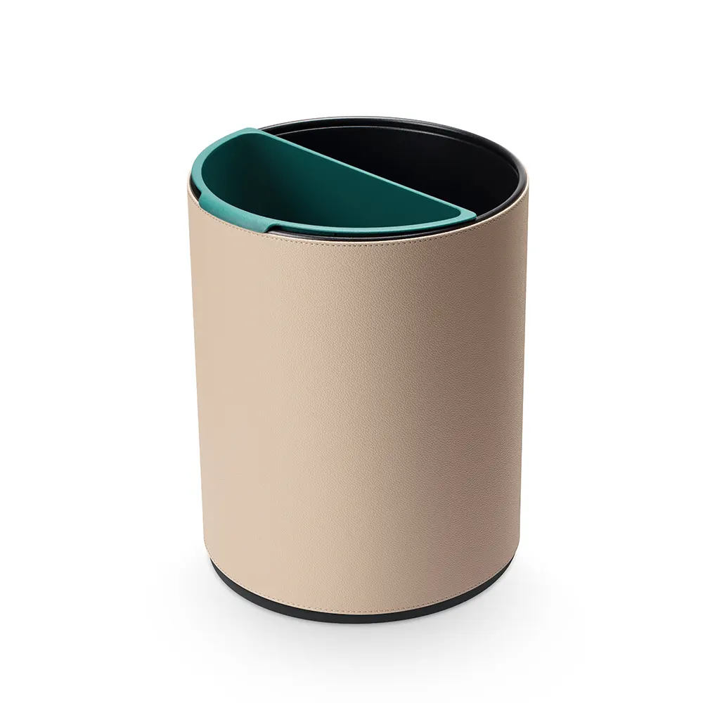 Leather paper bin for hotel: Sumo beige