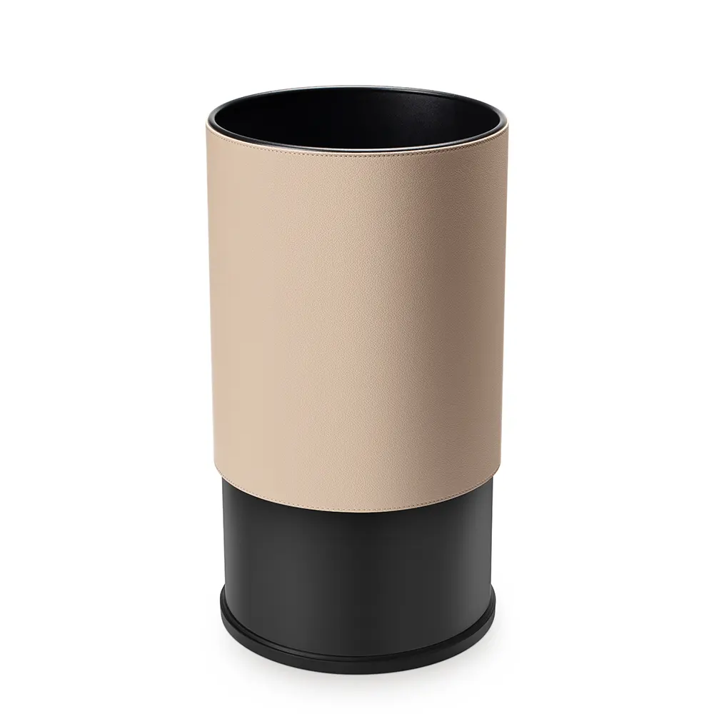 Leather paper bin for hotel: Sumo beige