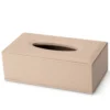 Scatola rettangolare per fazzoletti in pelle per hotel beige
