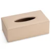 Scatola rettangolare per fazzoletti in pelle per hotel beige