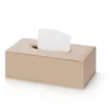 Scatola rettangolare per fazzoletti in pelle per hotel beige