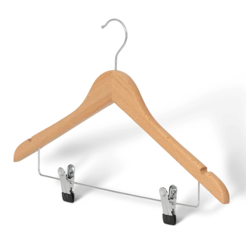 Clothes hanger with hook and clips: Graham natural