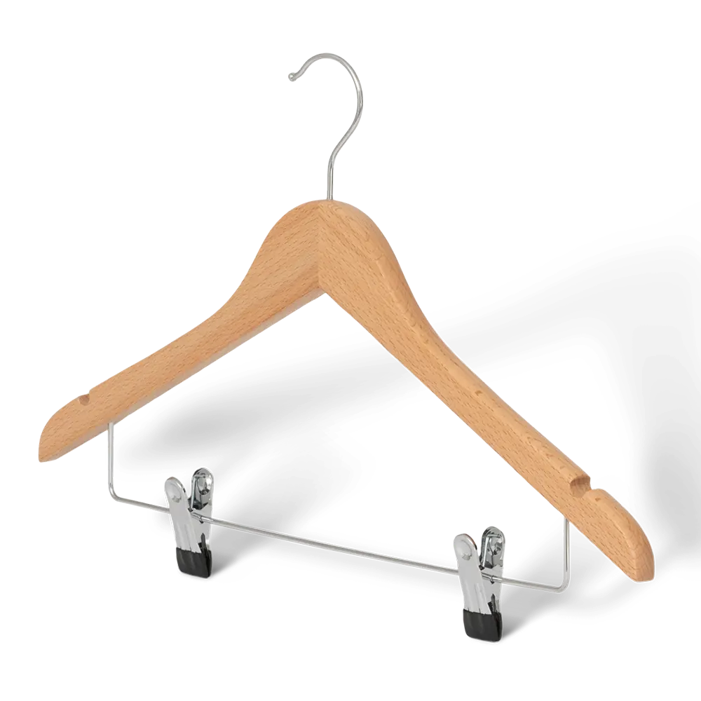 Clothes hanger with hook and clips: Graham natural