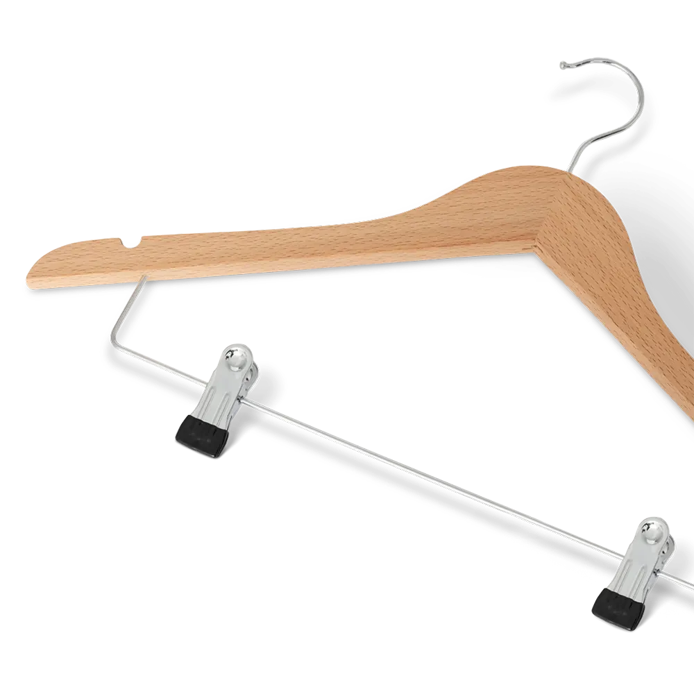 Clothes hanger with hook and clips: Graham natural