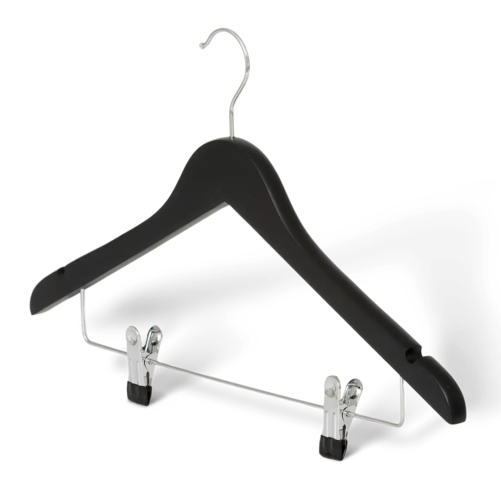 Clothes hanger with hook and clips: Graham black