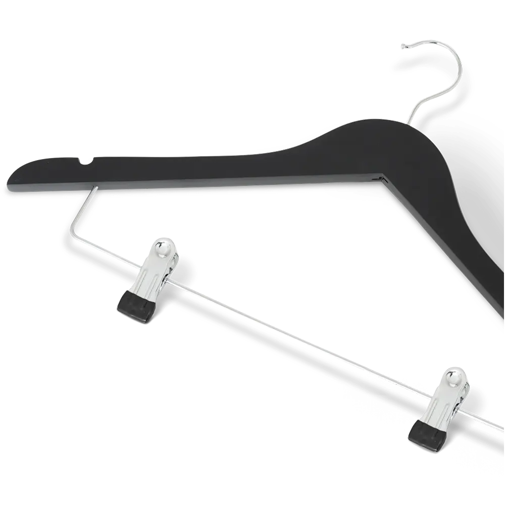 Clothes hanger with hook and clips: Graham black