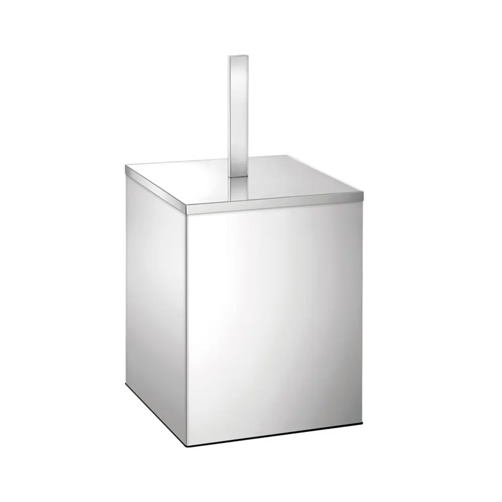 5L square waste bin for hotels – Inox A90 finish, front view