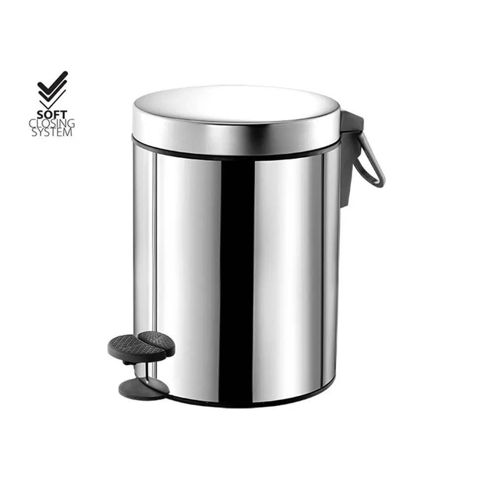 5L soft-close pedal bin for hotels – Inox A90 finish