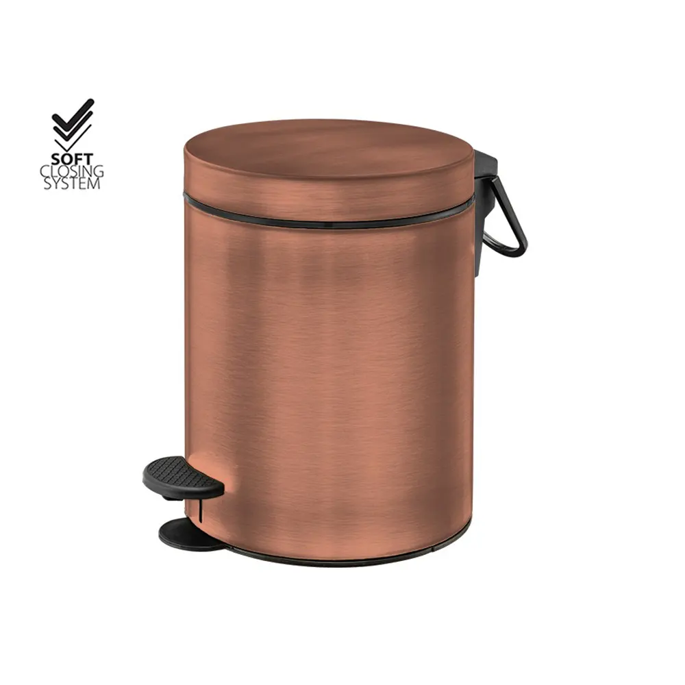 5L soft-close pedal bin for hotels – Old copper mat M26 finish