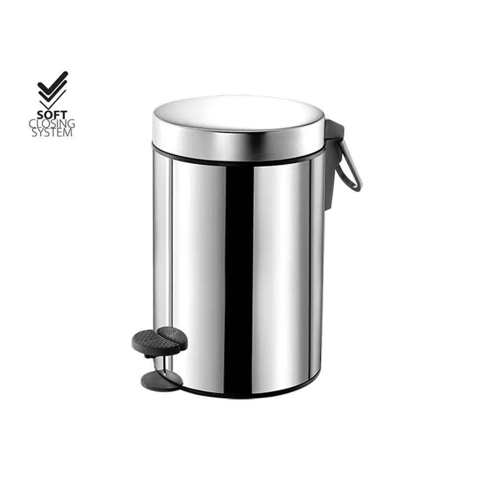 3L soft-close pedal bin for hotels – Inox A90 finish