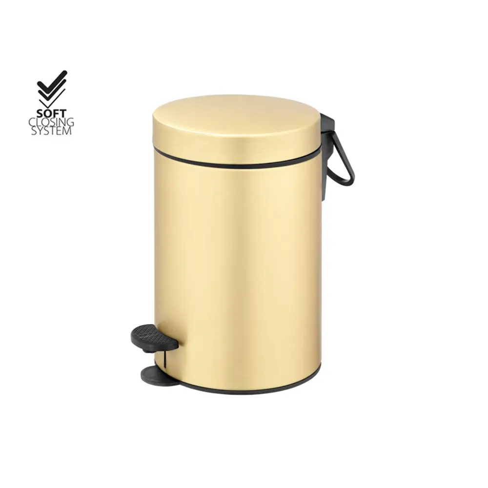 3L soft-close pedal bin for hotels – Brushed brass AB12 finish