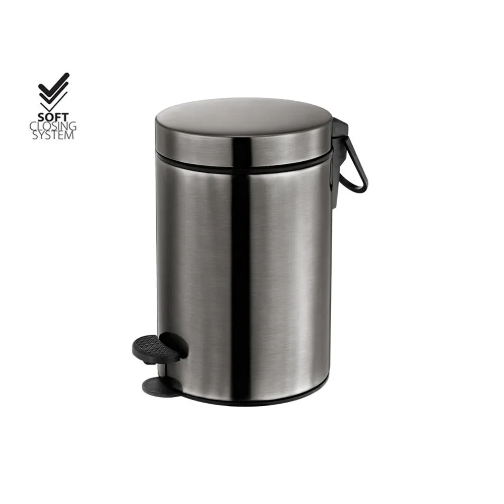 3L soft-close pedal bin for hotels – Gun metal brushed AB23 finish