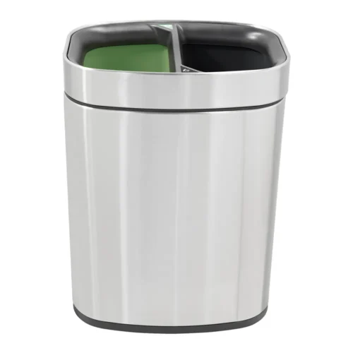 NEWPORT 12L dual recycling bin for hotel rooms – brushed steel finish